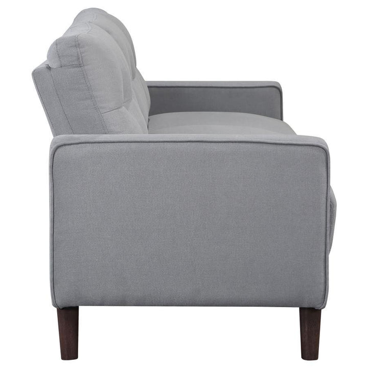 Bowen - 2 Piece Upholstered Track Arm Tufted Sofa Set - Gray Stationary Sofa &amp; Loveseat modern furniture Contempo Furniture