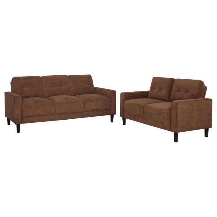 Bowen II - 2 - Piece Fabric Upholstered Track Arm Sofa Set - Rust Stationary Sofa &amp; Loveseat modern furniture Contempo Furniture