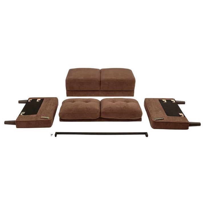 Bowen II - 2 - Piece Fabric Upholstered Track Arm Sofa Set - Rust Stationary Sofa &amp; Loveseat modern furniture Contempo Furniture