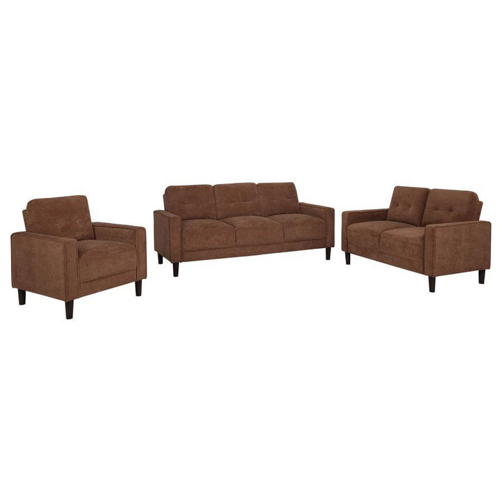 Bowen II - 3 - Piece Fabric Upholstered Track Arm Sofa Set - Rust 3 - Piece Living Room Set modern furniture Contempo Furniture
