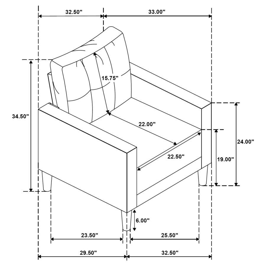 Bowen II - Fabric Upholstered Track Arm Accent Chair - Rust Arm Chair modern furniture Contempo Furniture