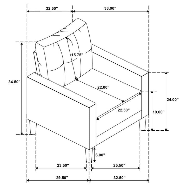 Bowen II - Fabric Upholstered Track Arm Accent Chair - Rust Arm Chair modern furniture Contempo Furniture