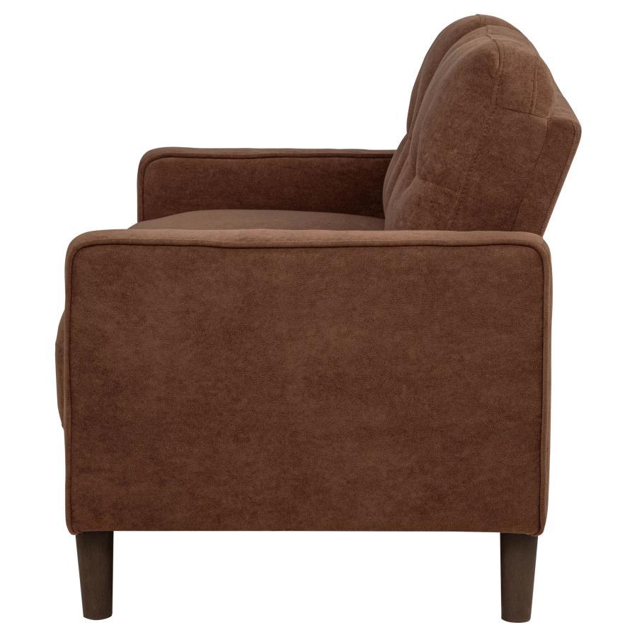 Bowen II - Fabric Upholstered Track Arm Loveseat - Rust Stationary Loveseat modern furniture Contempo Furniture