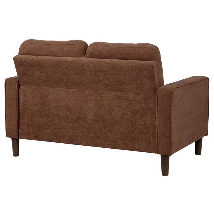 Bowen II - Fabric Upholstered Track Arm Loveseat - Rust Stationary Loveseat modern furniture Contempo Furniture