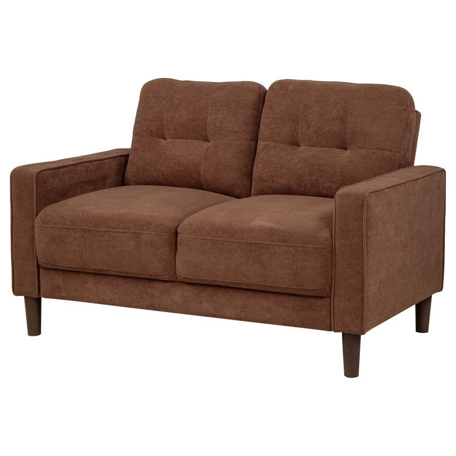 Bowen II - Fabric Upholstered Track Arm Loveseat - Rust Stationary Loveseat modern furniture Contempo Furniture