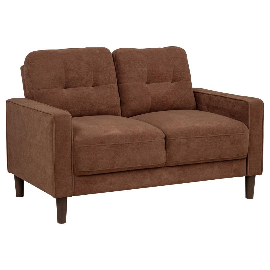 Bowen II - Fabric Upholstered Track Arm Loveseat - Rust Stationary Loveseat modern furniture Contempo Furniture