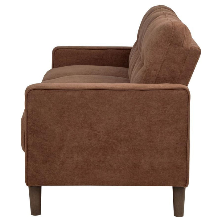 Bowen II - Fabric Upholstered Track Arm Sofa - Rust Stationary Sofa modern furniture Contempo Furniture