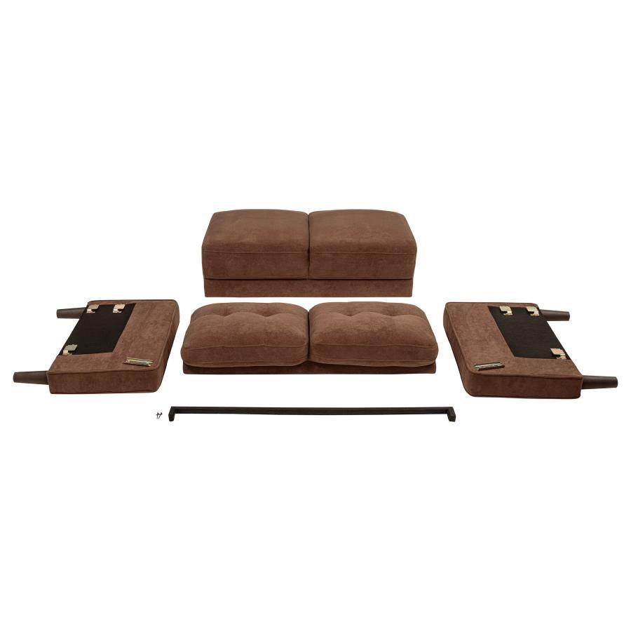 Bowen II - Fabric Upholstered Track Arm Sofa - Rust Stationary Sofa modern furniture Contempo Furniture