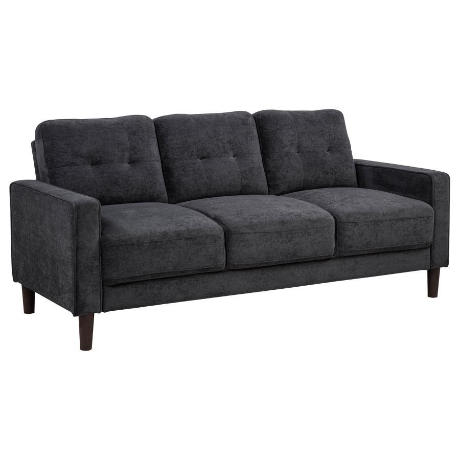Bowen II - Fabric Upholstered Track Arm Sofa - Steel Gray Stationary Sofa modern furniture Contempo Furniture