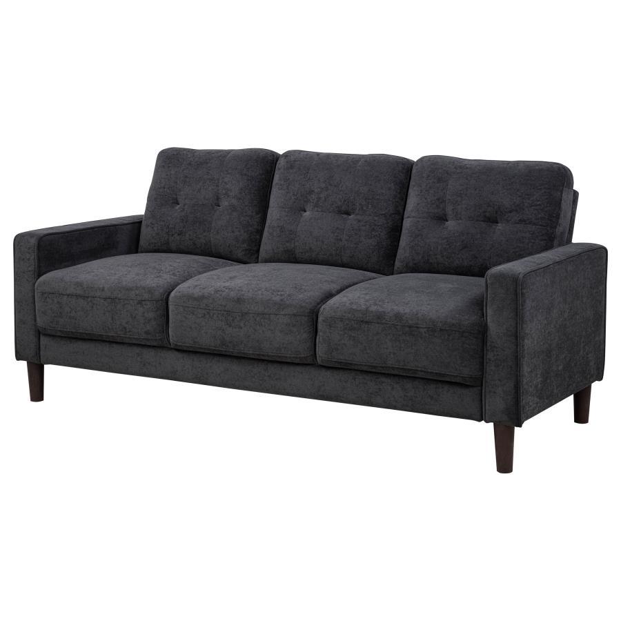 Bowen II - Fabric Upholstered Track Arm Sofa - Steel Gray Stationary Sofa modern furniture Contempo Furniture