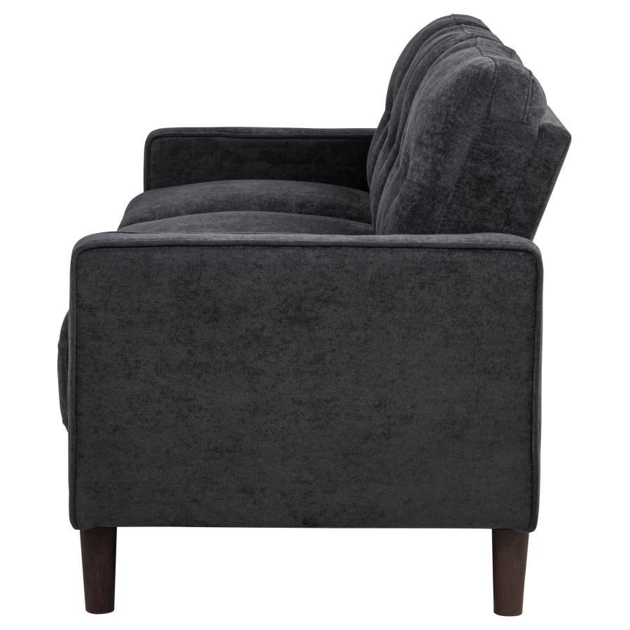 Bowen II - Fabric Upholstered Track Arm Sofa - Steel Gray Stationary Sofa modern furniture Contempo Furniture