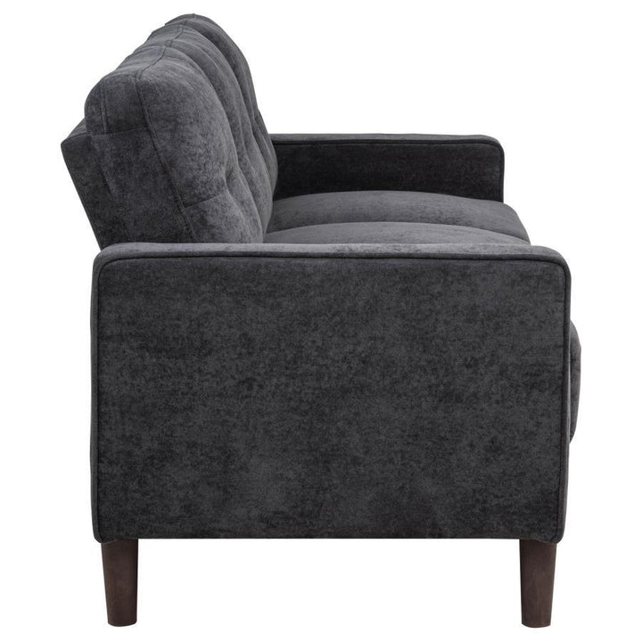 Bowen II - Fabric Upholstered Track Arm Sofa - Steel Gray Stationary Sofa modern furniture Contempo Furniture