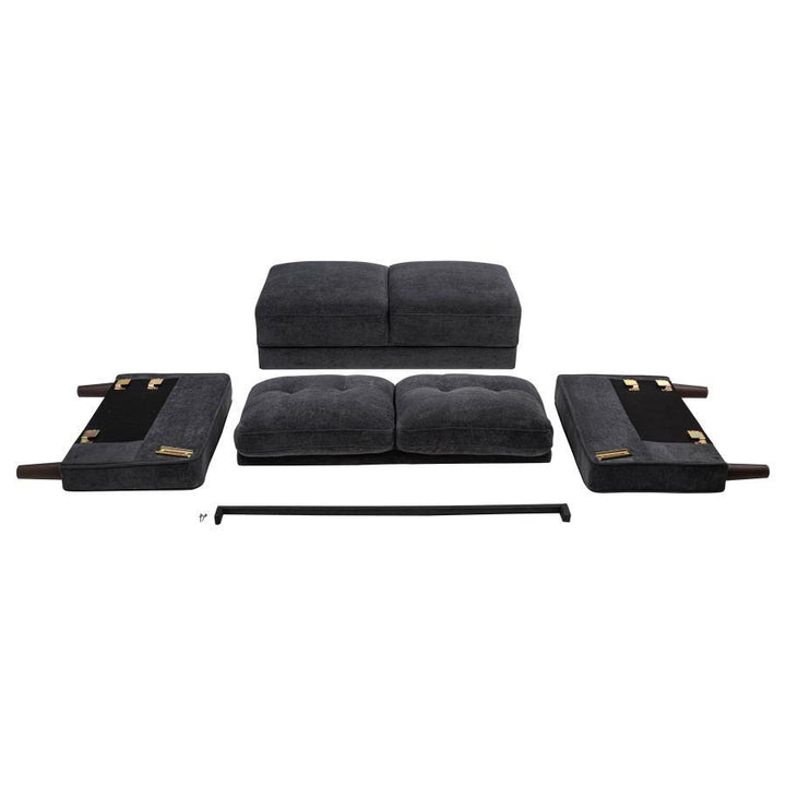 Bowen II - Fabric Upholstered Track Arm Sofa - Steel Gray Stationary Sofa modern furniture Contempo Furniture