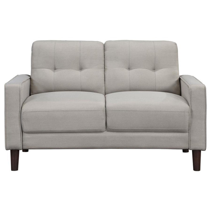 Bowen - Upholstered Track Arm Tufted Loveseat - Beige Stationary Loveseat modern furniture Contempo Furniture
