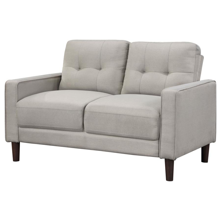 Bowen - Upholstered Track Arm Tufted Loveseat - Beige Stationary Loveseat modern furniture Contempo Furniture