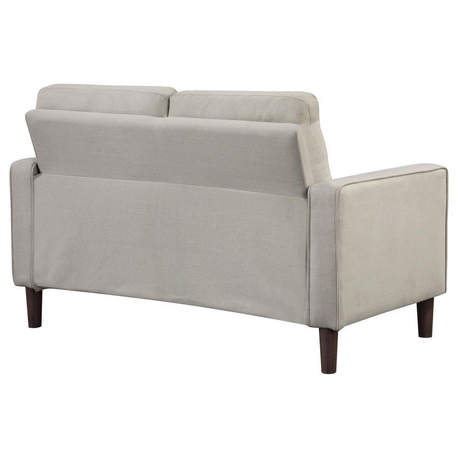Bowen - Upholstered Track Arm Tufted Loveseat - Beige Stationary Loveseat modern furniture Contempo Furniture