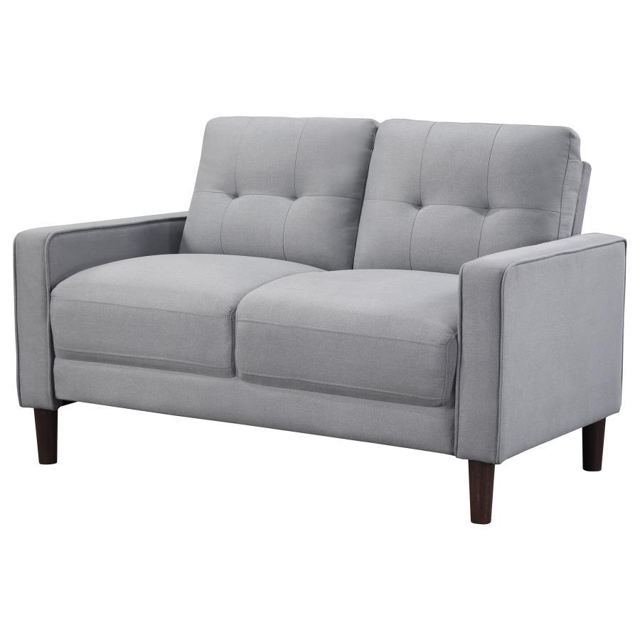 Bowen - Upholstered Track Arm Tufted Loveseat - Gray Stationary Loveseat modern furniture Contempo Furniture