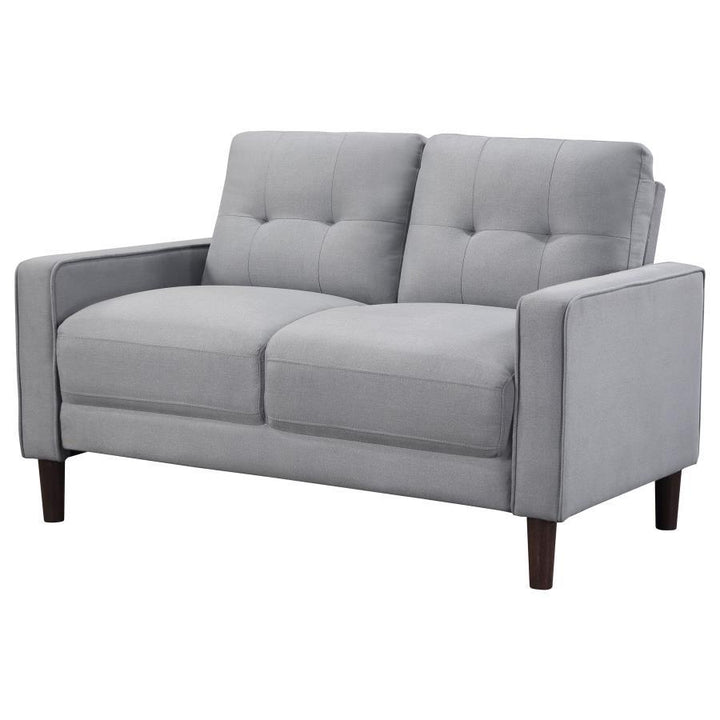 Bowen - Upholstered Track Arm Tufted Loveseat - Gray Stationary Loveseat modern furniture Contempo Furniture