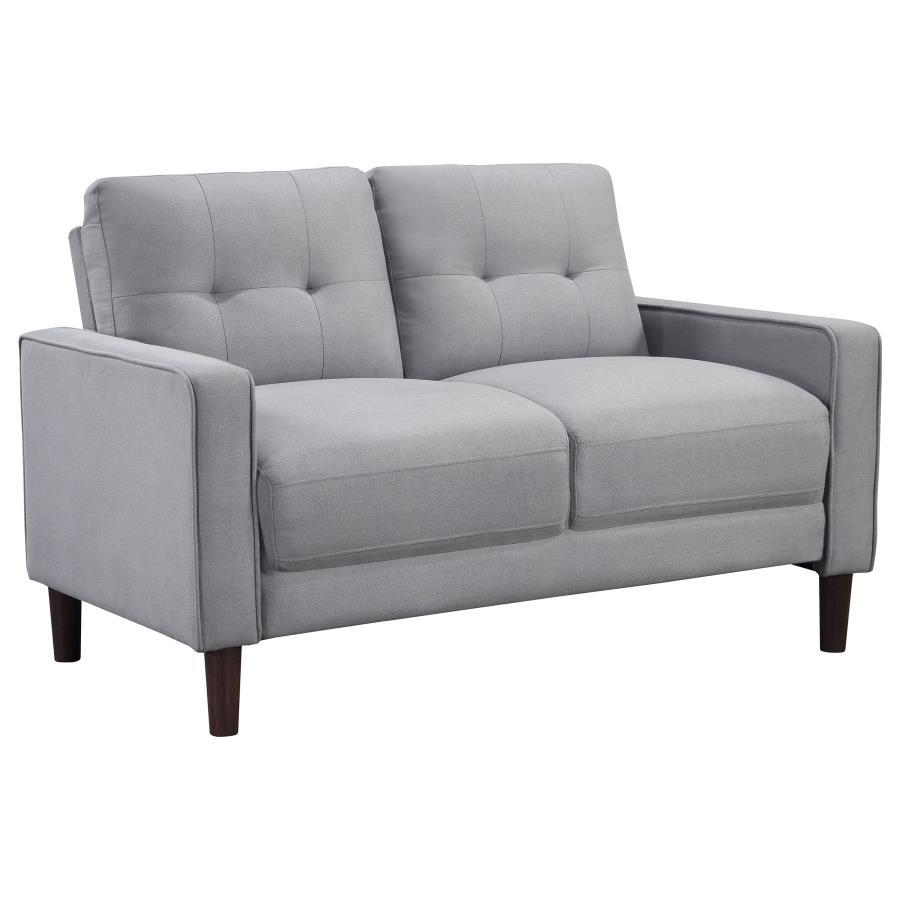 Bowen - Upholstered Track Arm Tufted Loveseat - Gray Stationary Loveseat modern furniture Contempo Furniture