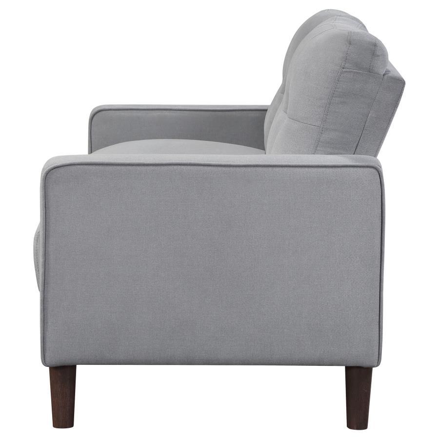 Bowen - Upholstered Track Arm Tufted Loveseat - Gray Stationary Loveseat modern furniture Contempo Furniture