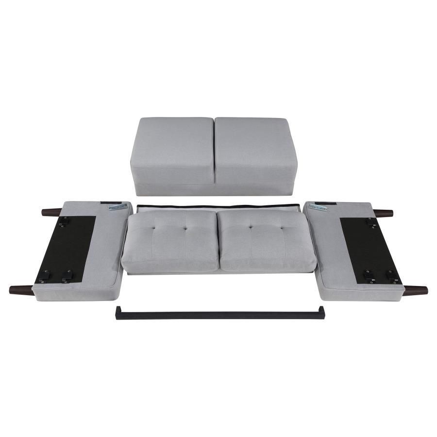 Bowen - Upholstered Track Arm Tufted Loveseat - Gray Stationary Loveseat modern furniture Contempo Furniture
