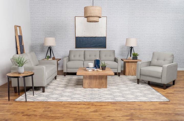 Bowen - Upholstered Track Arm Tufted Sofa - Beige Stationary Sofa modern furniture Contempo Furniture
