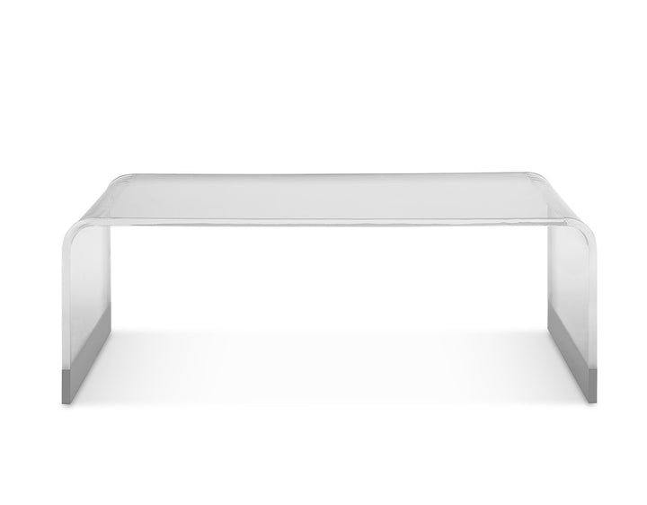 Bowie Coffee Table in Clear Acrylic and Brushed Stainless Steel Coffee Table modern furniture Contempo Furniture