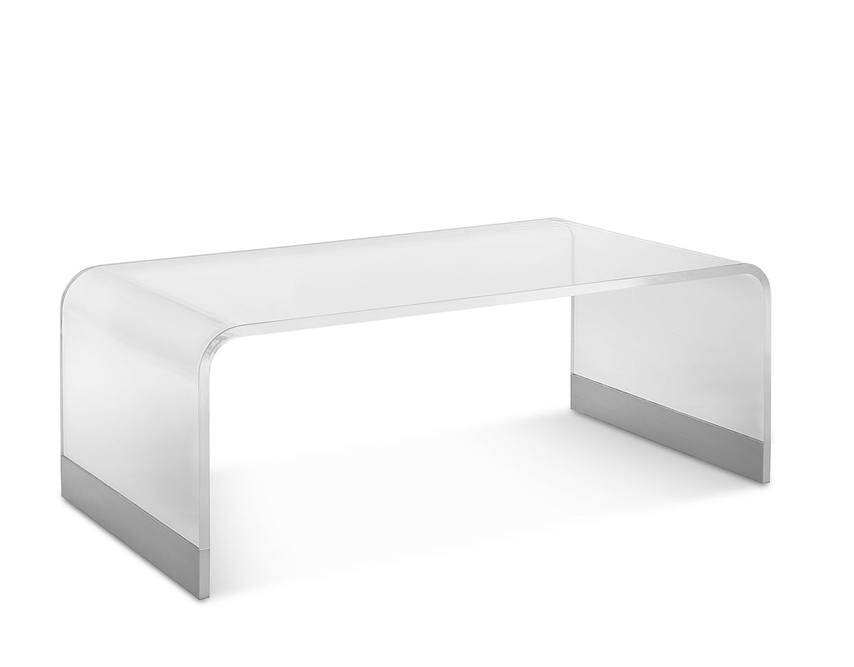 Bowie Coffee Table in Clear Acrylic and Brushed Stainless Steel Coffee Table modern furniture Contempo Furniture