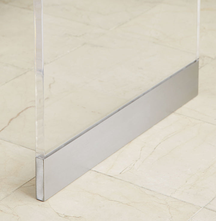 Bowie Coffee Table in Clear Acrylic and Brushed Stainless Steel Coffee Table modern furniture Contempo Furniture