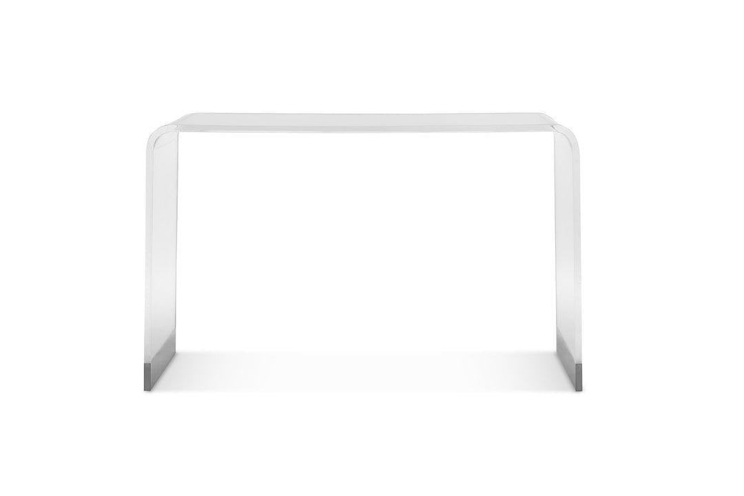 Bowie Console Table in Clear Acrylic and Brushed Stainless Steel Console Table modern furniture Contempo Furniture