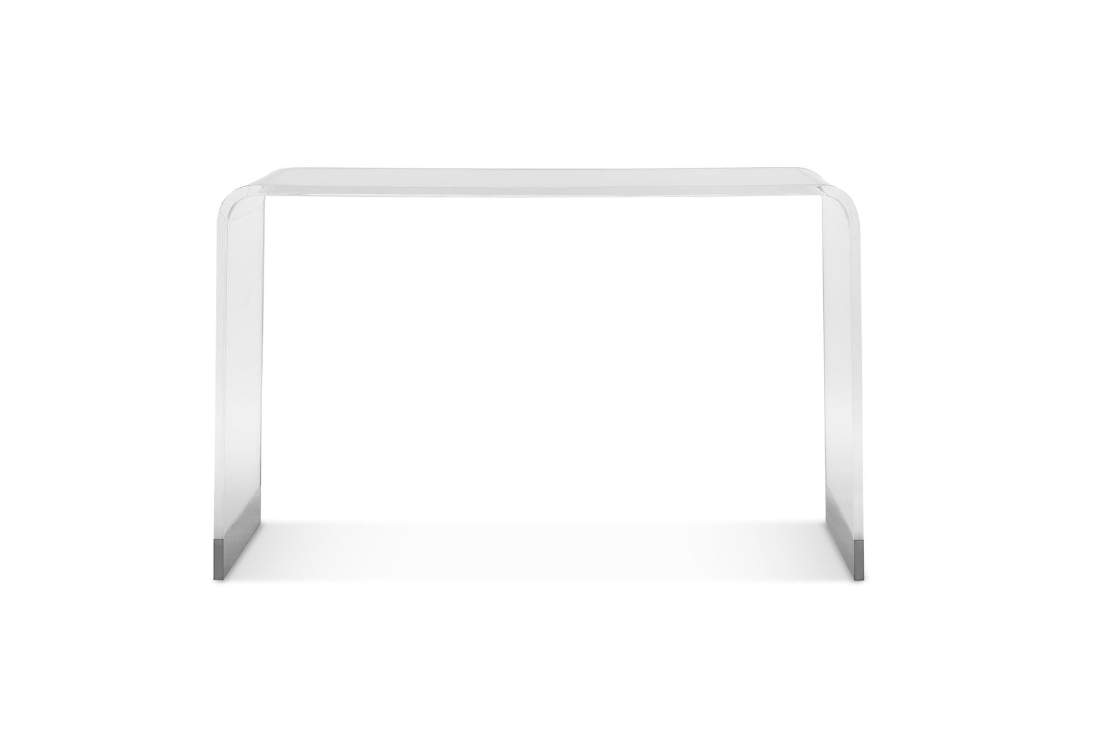 Bowie Console Table in Clear Acrylic and Brushed Stainless Steel Console Table modern furniture Contempo Furniture