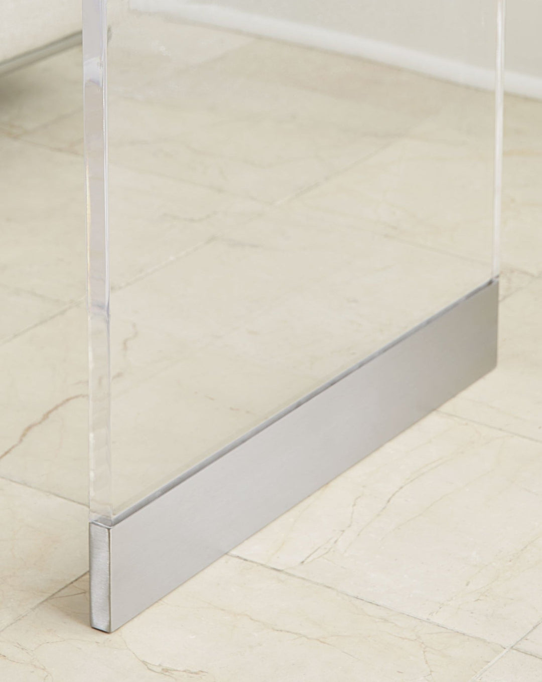 Bowie Console Table in Clear Acrylic and Brushed Stainless Steel Console Table modern furniture Contempo Furniture