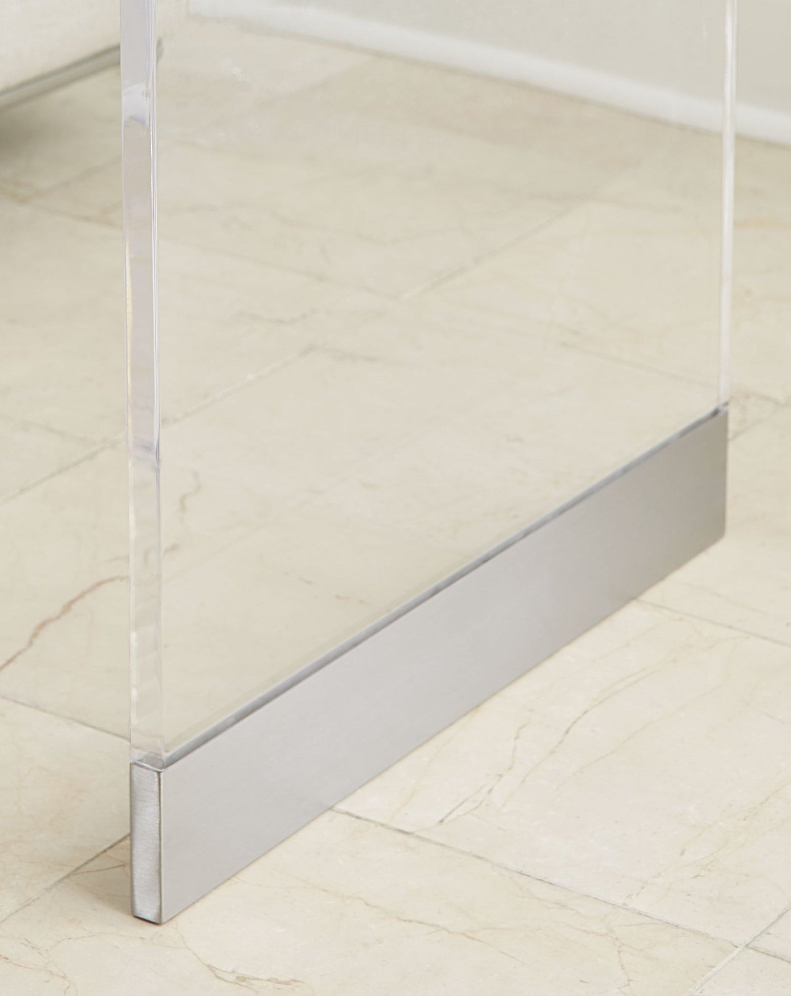 Bowie Console Table in Clear Acrylic and Brushed Stainless Steel Console Table modern furniture Contempo Furniture