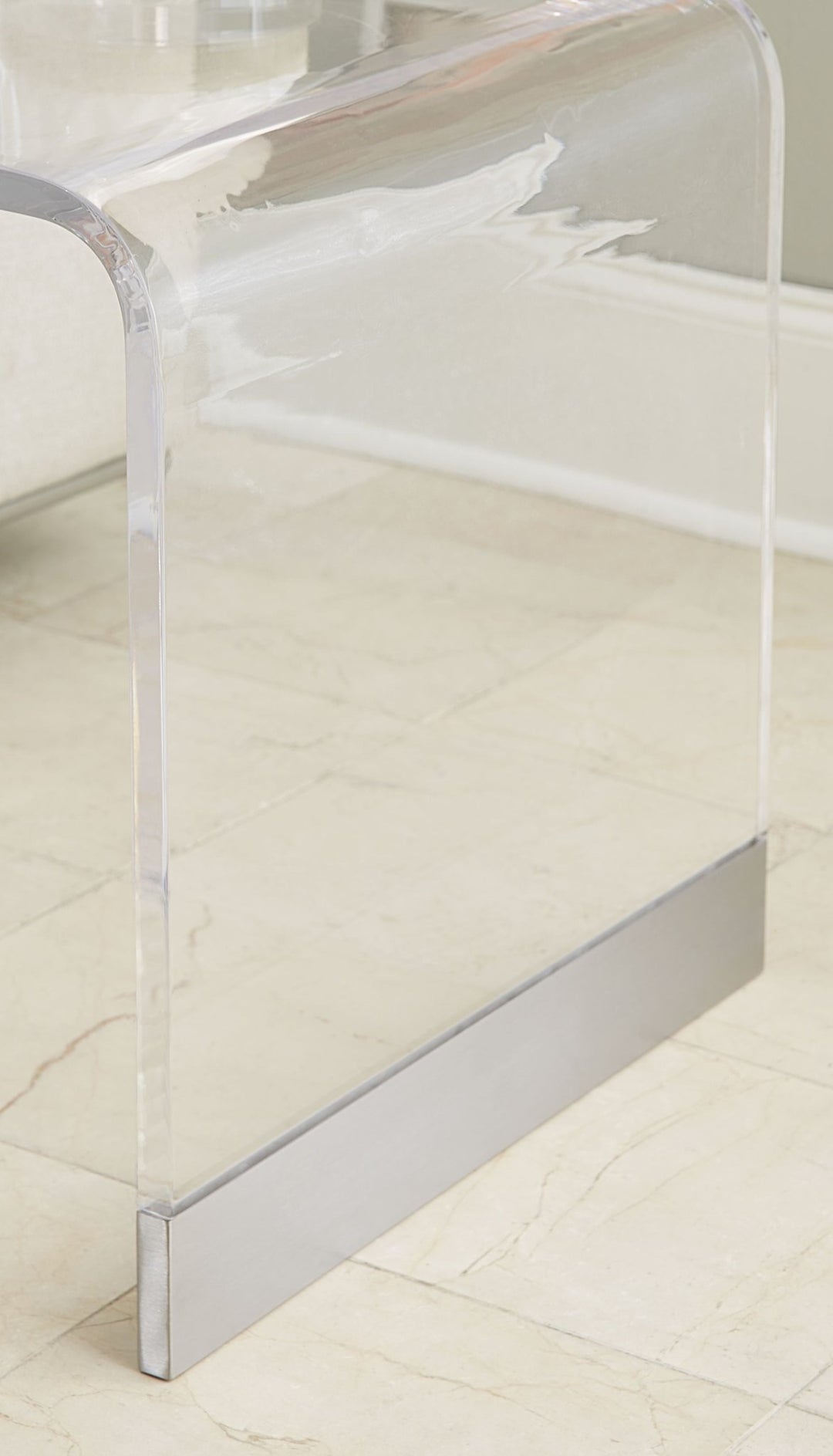 Bowie End Table in Clear Acrylic and Brushed Stainless Steel End Table modern furniture Contempo Furniture