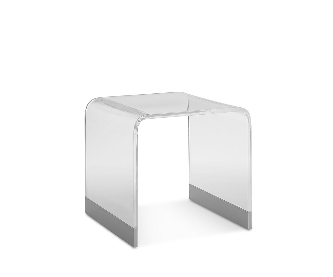 Bowie End Table in Clear Acrylic and Brushed Stainless Steel End Table modern furniture Contempo Furniture