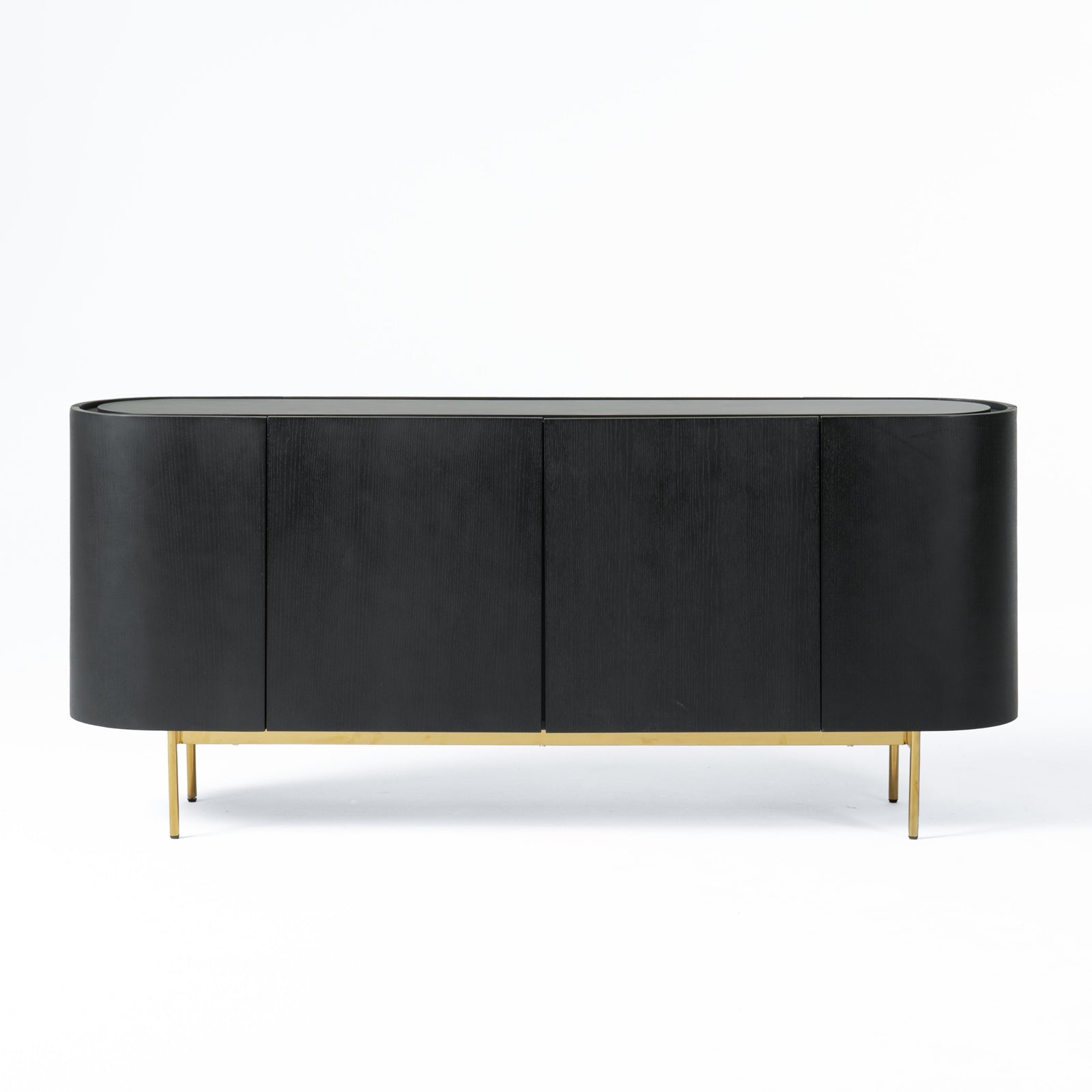 Bowie - Mid-Century Modern Black Oak  Brass Buffet