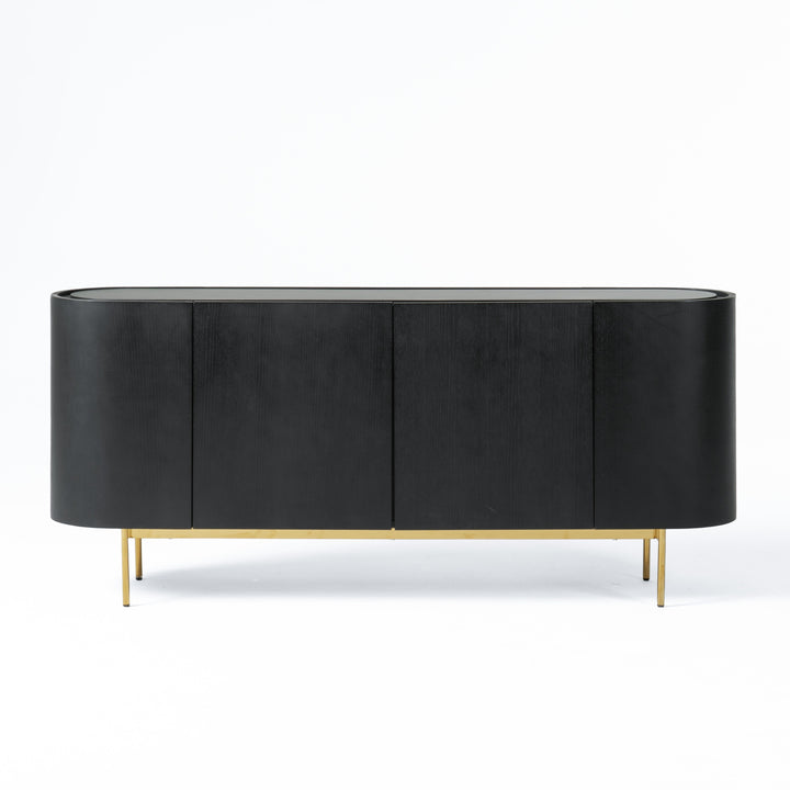 Bowie - Mid-Century Modern Black Oak  Brass Buffet