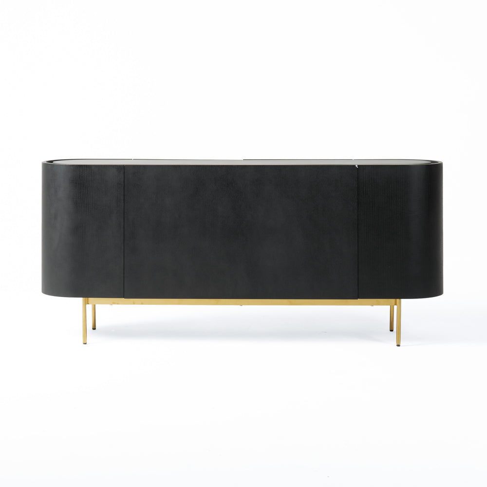 Bowie - Mid-Century Modern Black Oak + Brass Buffet - View 5