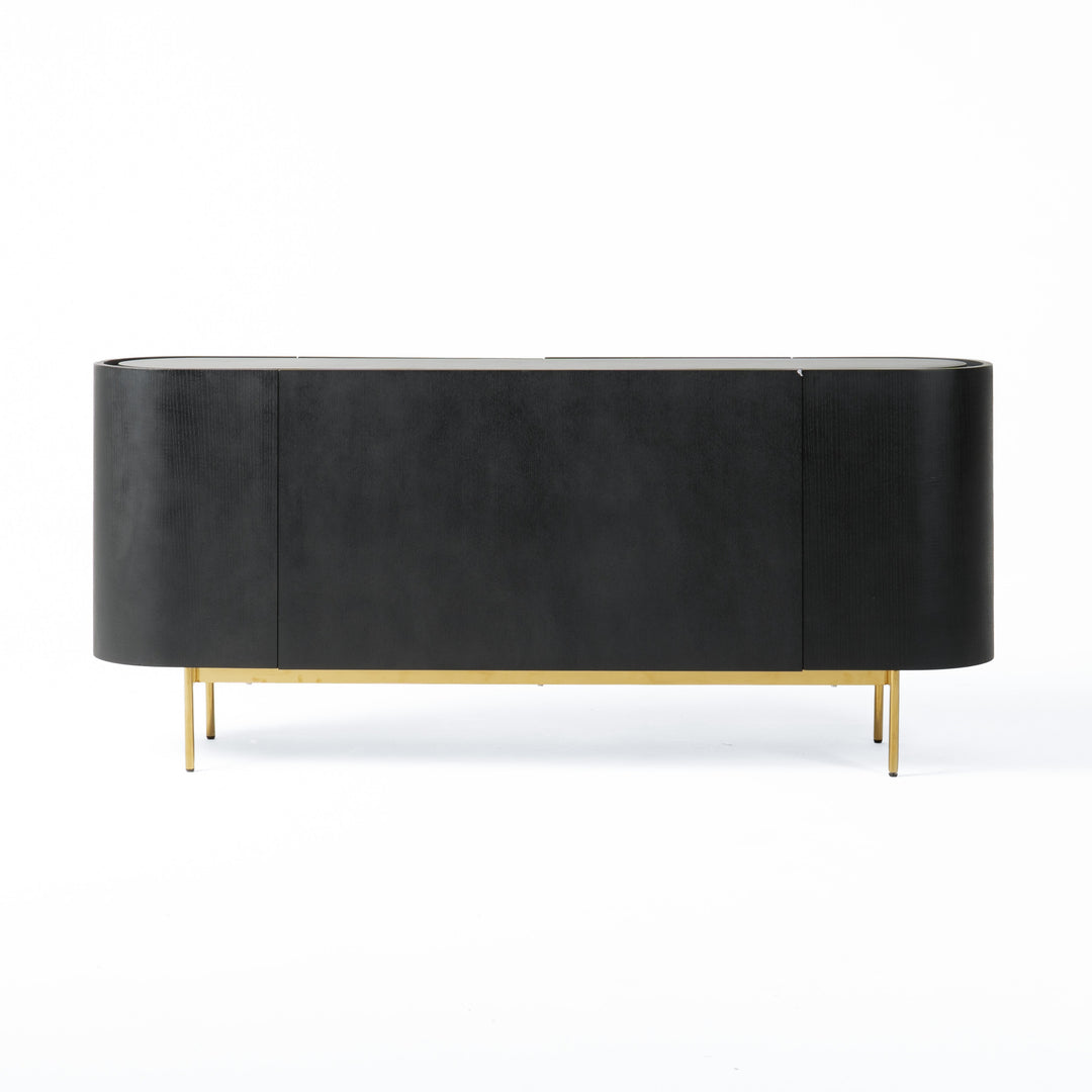 Bowie  Mid-Century Modern Black Oak + Brass Buffet