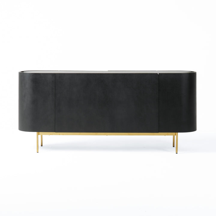Bowie  Mid-Century Modern Black Oak + Brass Buffet