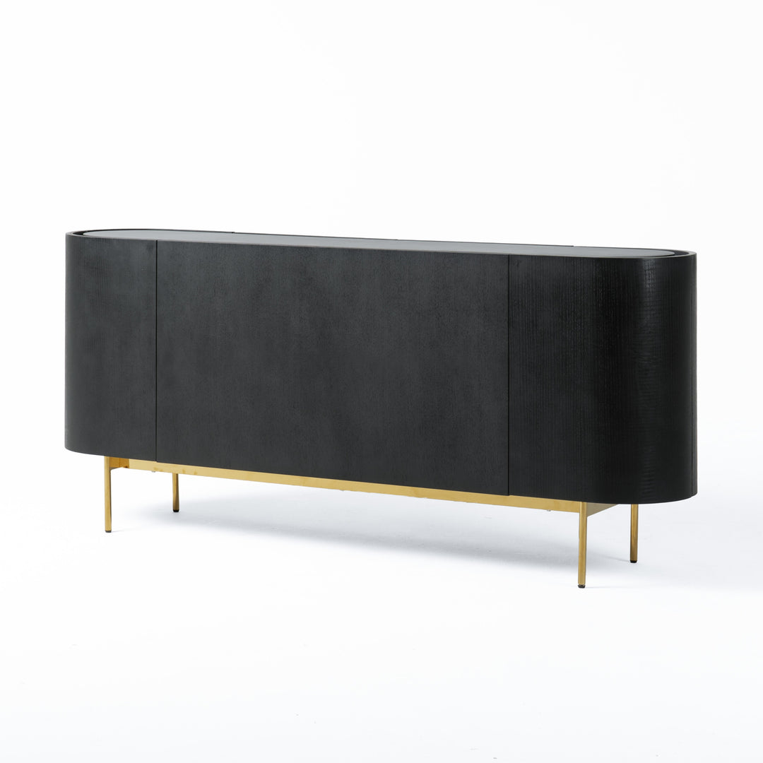 Bowie  Mid-Century Modern Black Oak + Brass Buffet