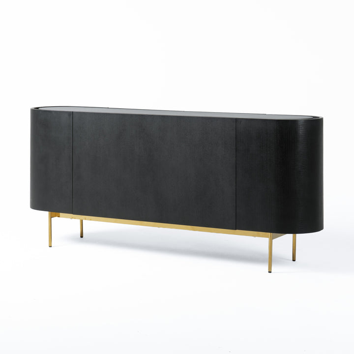 Bowie  Mid-Century Modern Black Oak + Brass Buffet