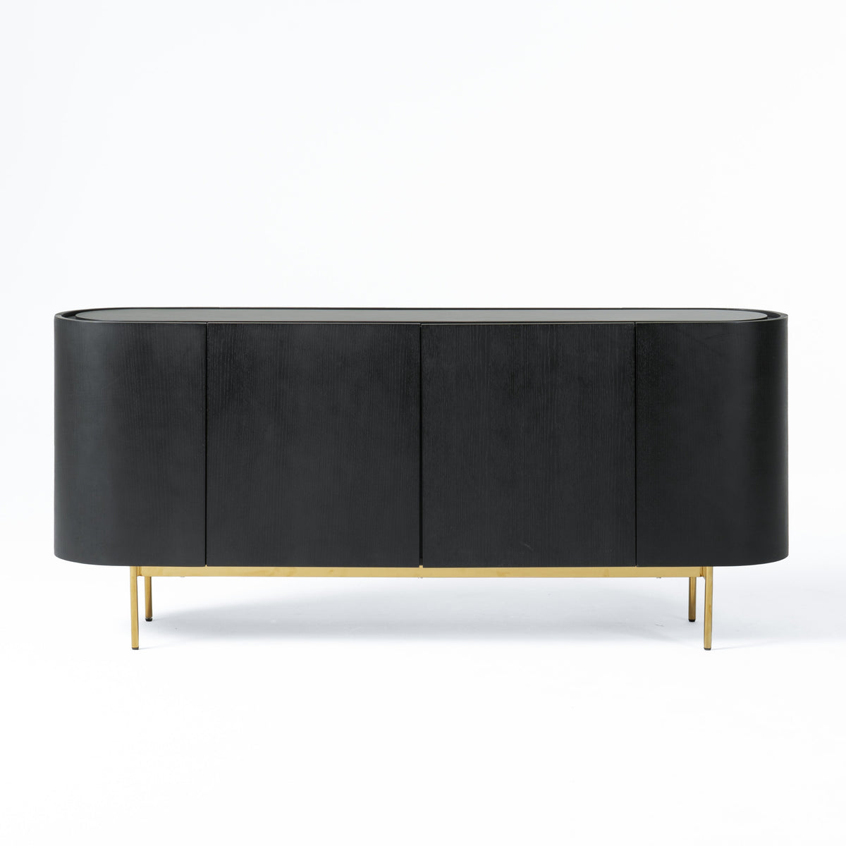 Bowie - Mid-Century Modern Black Oak + Brass Buffet