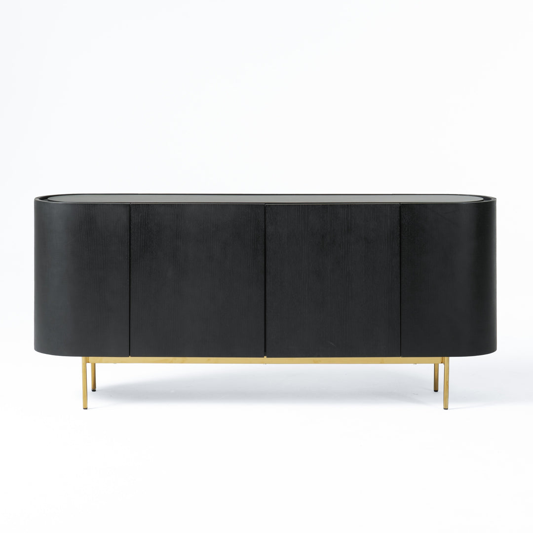 Bowie  Mid-Century Modern Black Oak + Brass Buffet