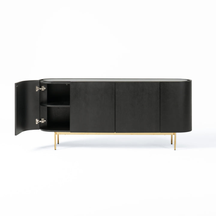 Bowie  Mid-Century Modern Black Oak + Brass Buffet