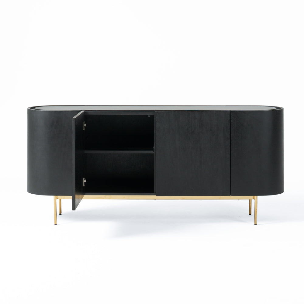 Bowie - Mid-Century Modern Black Oak + Brass Buffet - View 9
