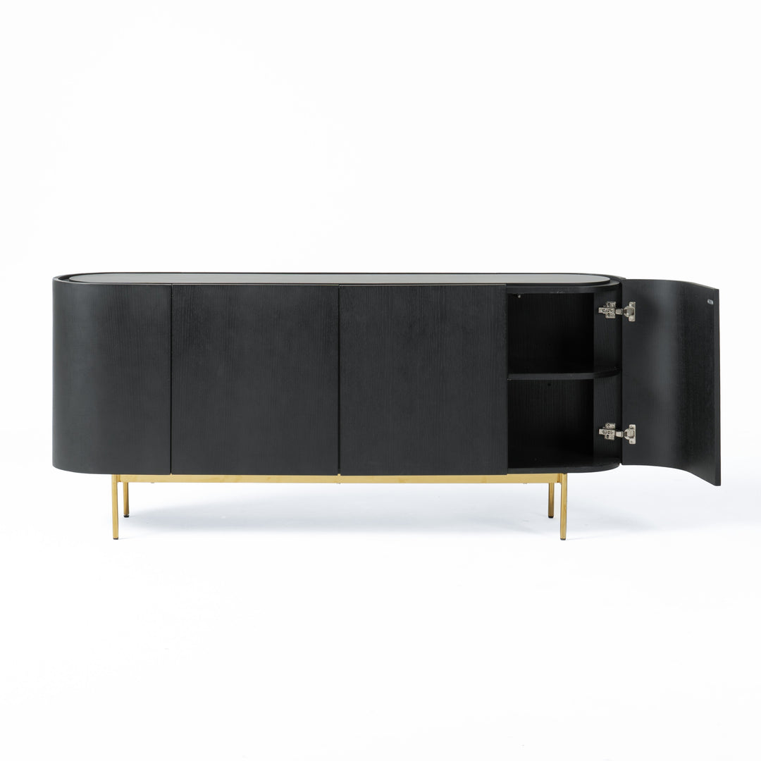 Bowie - Mid-Century Modern Black Oak + Brass Buffet