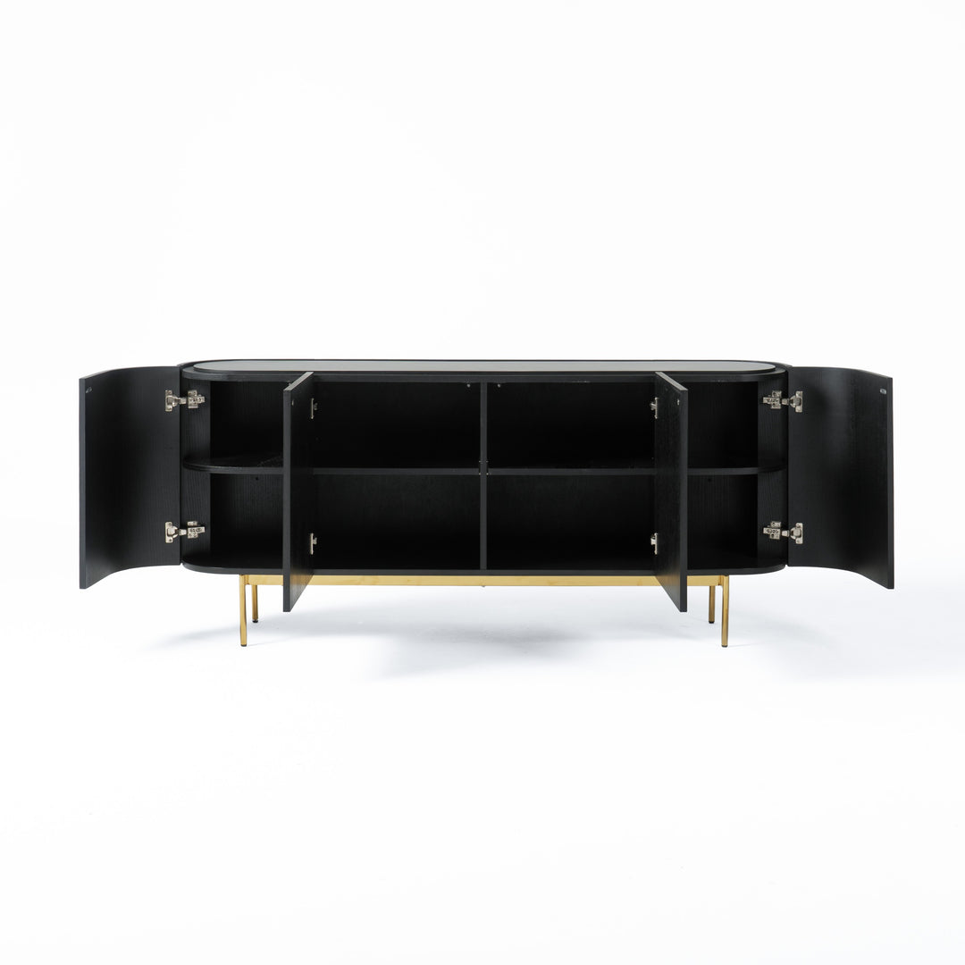 Bowie  Mid-Century Modern Black Oak + Brass Buffet