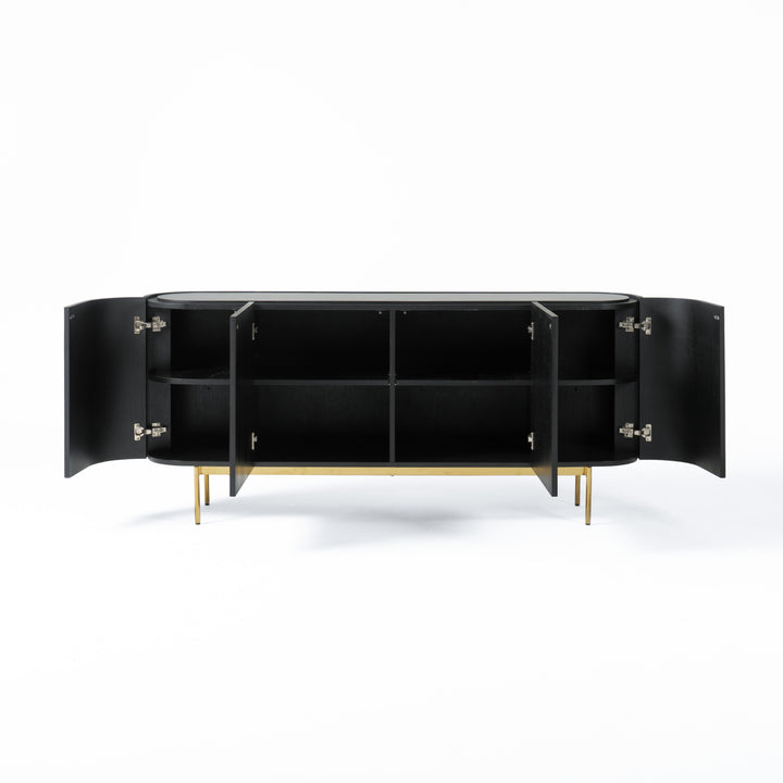 Bowie - Mid-Century Modern Black Oak + Brass Buffet