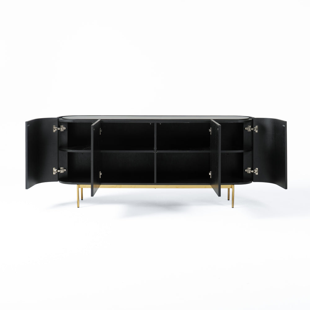 Bowie - Mid-Century Modern Black Oak + Brass Buffet - View 12